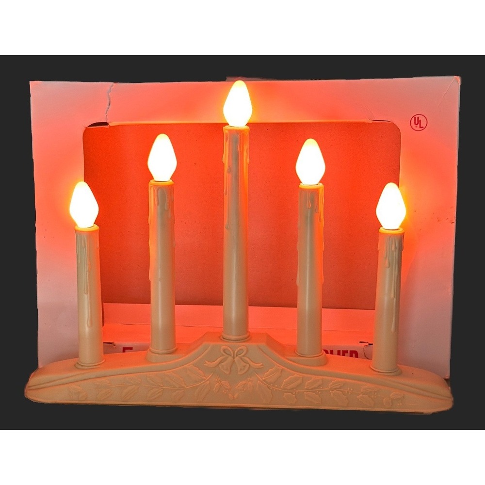 Vintage 5 Light Candle Drip Windowsill Candolier NOS Candleabra 1980s